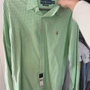 Ralph Lauren Men's Light Green Gingham Shirt